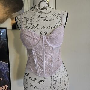 Faded Rose Pink Lace Corset